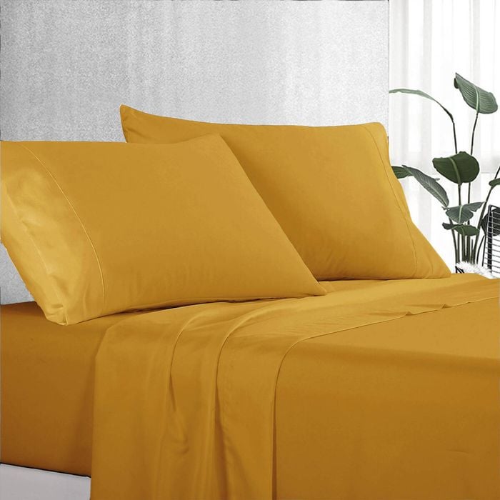 Luxton Pure Soft Plain Color 1000TC Bed Sheet Set (Yellow, Single)