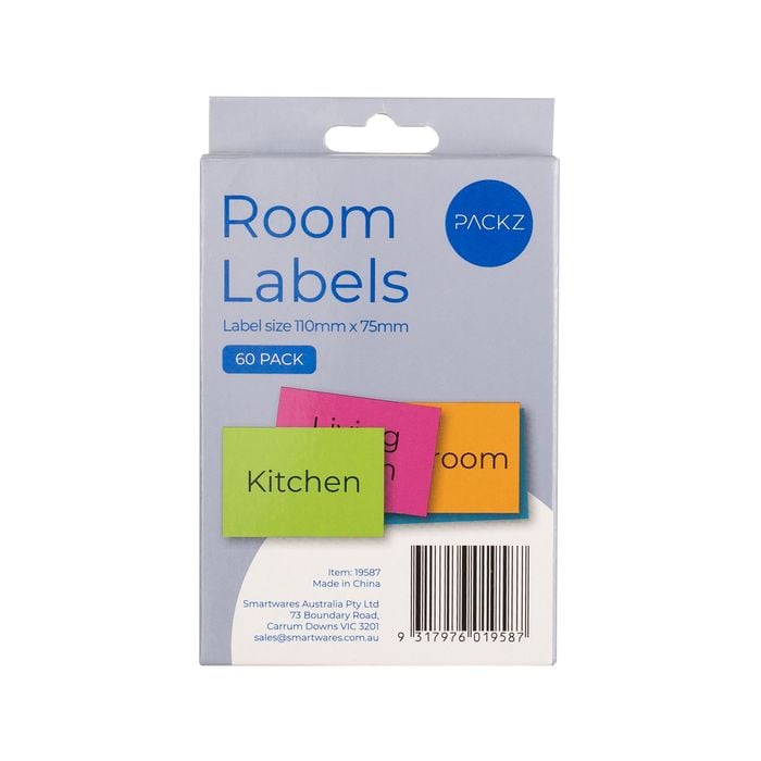 Packz 110 x 75mm Room Labels - 60 Pack