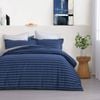 Dreamaker Amalfi Stripe 100% Cotton Reversible Quilt Cover Set Blue Queen Bed
