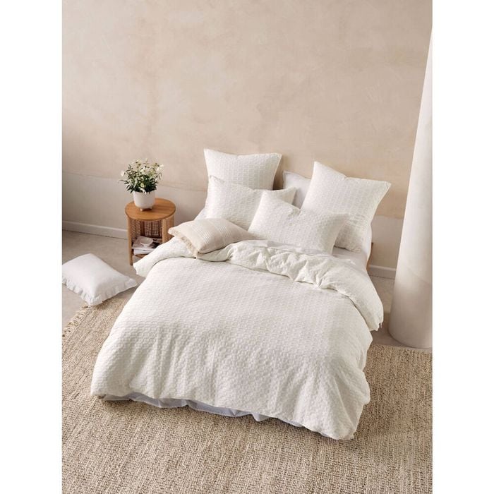 Linen House Queen Vista White Bedroom Quilt Cover Set