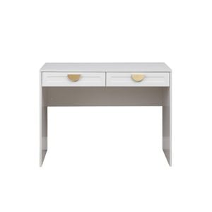 European Cabinetry White Hampton Half Moon Brass Handles Odessa Desk