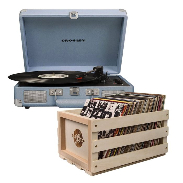 Crosley Cruiser Bluetooth Portable Turntable - Tourmaline + Bundled Crosley Record Storage Crate