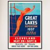 Galrie 1937 Cleveland Great Lakes Exposition Vintage Travel Poster Artwork, Black Frame, A2 42 x 60cm (16 x 24inch)
