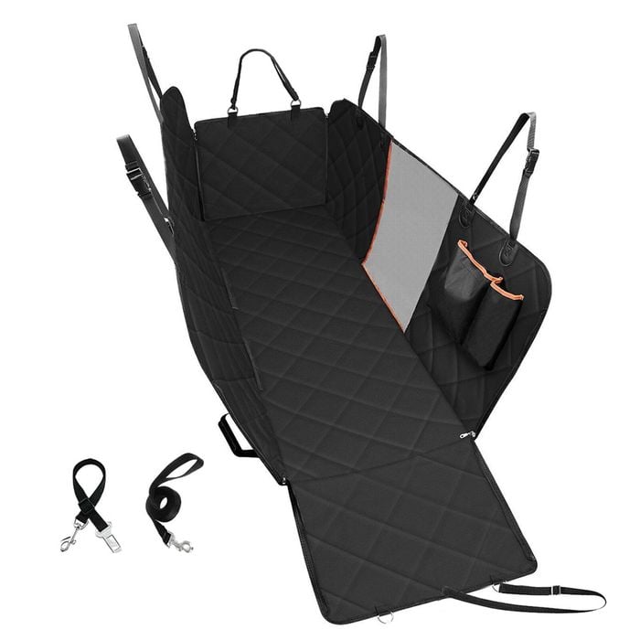 PaWz 126x138cm Waterproof Pet Car Seat Mesh Hammock Cover 2Pc Seatbelts