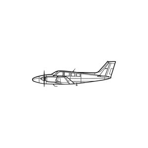 Ignite Laser Beechcraft Baron G58 - Modern Twin-Engine Light Aircraft Silhouette Metal Wall Art Rustic Metal 15.7 inch - 40 cm