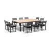 Tuscany 10 Seat With Capri Chairs With Teak Arm Rests In Charcoal