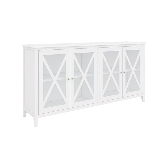 Daisy Buffet Table 180cm 4 Glass Door Solid Acacia Wood Hampton Furniture -White