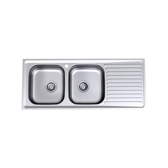 Radiant 1200mm Left Hand Double End Bowl Sink