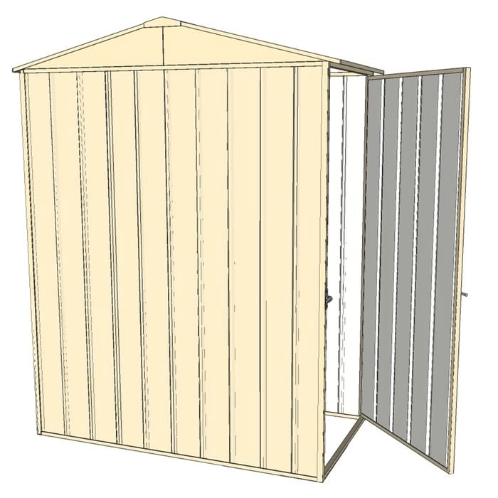Build-a-Shed 1.5 x 0.8 x 2.3m Gable Shed with Single Hinged Side Door - Cream