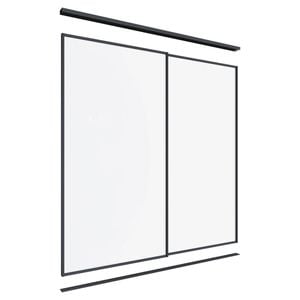 Lugna 2400 x 1801-2400mm Black Optiglass Panels Wardrobe Double Sliding Doors