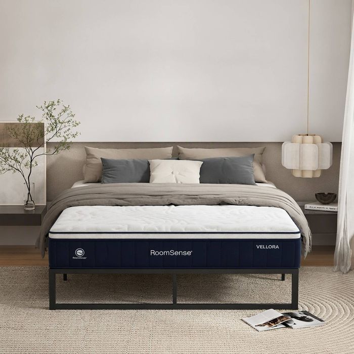RoomSense Queen 30cm Latex Hybrid Mattress Bundle with Metal Bed Frame