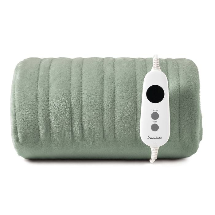 Dreamaker Kingston Coral Fleece Washable Electric Heated Throw Blanket Sage 130x160cm | Overheat Protection & Auto-off