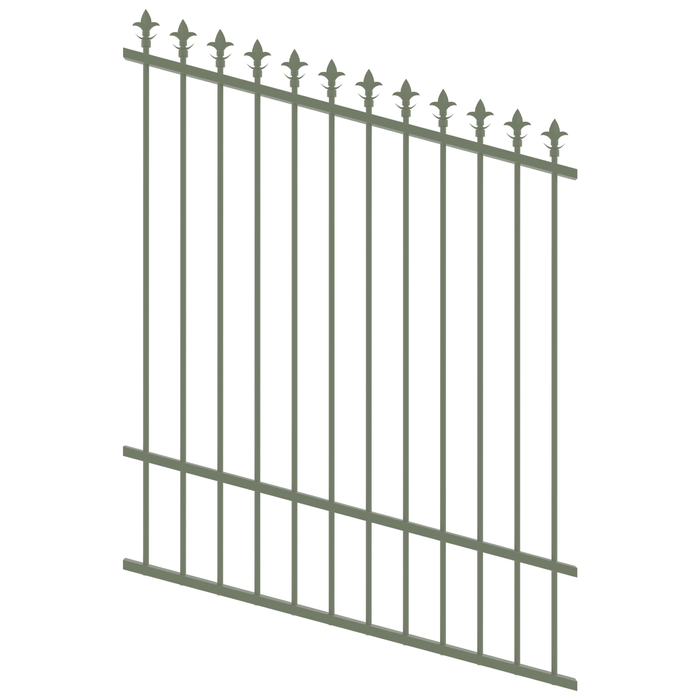 ProtectorAl 0350-1200W x 1500H Pale Eucalypt Spear Top Pool Fence Panel Raked Up to 15º