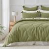 Dreamaker Bonnie Washed Cotton Quilt Cover Set With Bows Olive Super King Bed