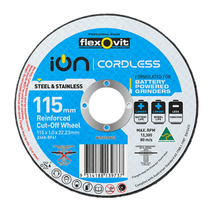 Flexovit 115x1x22.2mm Ion Cordless Reinforced Cut Off Wheel