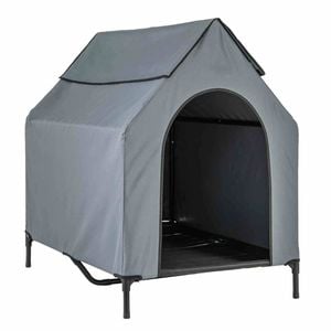 Costway 108*106*75cm Durable Dog Kennel Weatherproof Pet House Grey