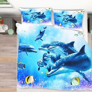 3D Cartoon Dolphin 304 Bed Pillowcases Quilt King Size