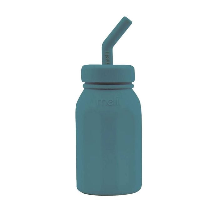 Melii Luxe Silicone Straw Bottle 230ml - Blue