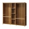 Oikiture Open Wardrobe Clothes Storage Stand Hanging Rail Bamboo Cupboard