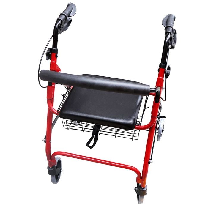 Livingstone Folding Walking Frame Rollator with Basket Aluminium Capacity 100kg