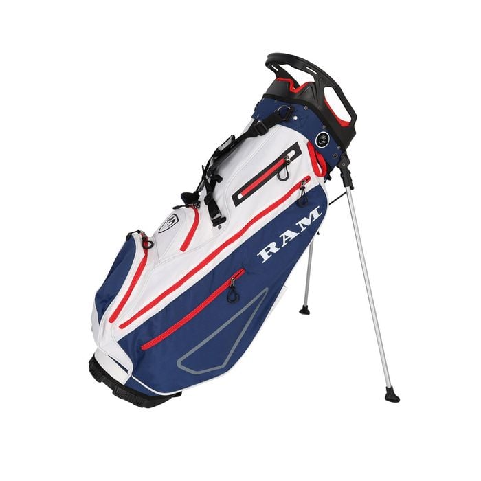 Ram Golf 9" Lightweight Stand Bag - Navy/white/red