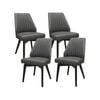 Shelby Set of 4 Dining Chair Genuine Leather Solid Rubber Wood Frame - Dark Grey