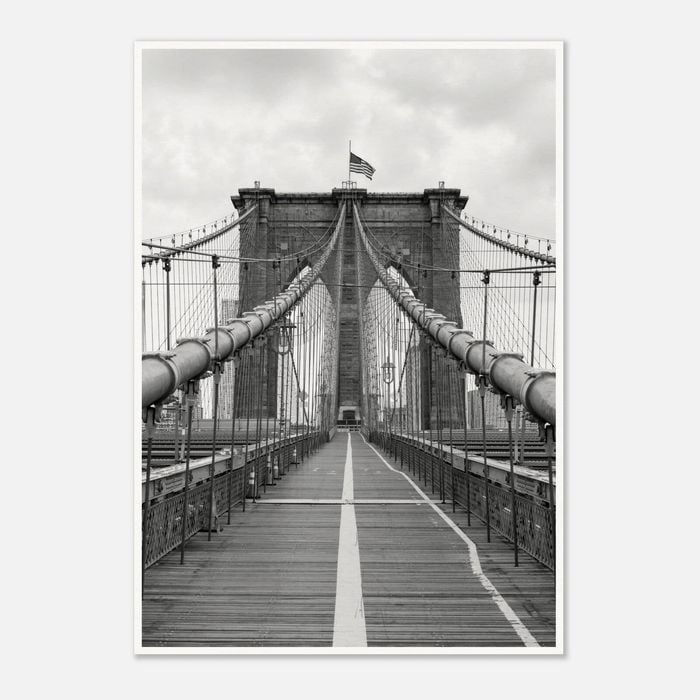Galrie Timeless Brooklyn Bridge Black and White - Iconic Fine Art Photography Home Decor, Poster Only, A4 21 x 30cm (8 x 12inch)