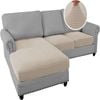 Smarcute L-shaped Sectional Sofa Covers Couch Lounge Cushion Cover (seat Only: 1 Chaise + 2 Seat Cover, Beige)
