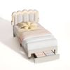 Advwin King Single Bed Frame with 1 Drawer and LED Light Charging Station Velvet Upholstered Adjustable Headboard Pink