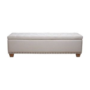 1825 Interiors New Angelique Storage Ottoman Linen Cotton Blend Beige