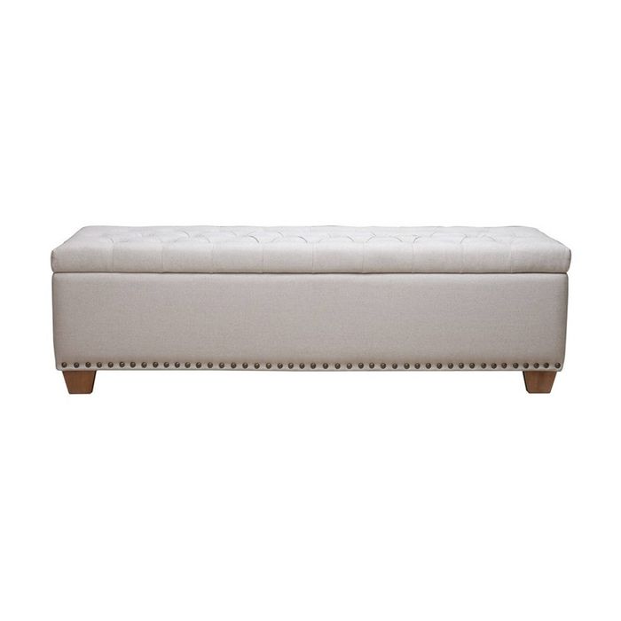 1825 Interiors New Angelique Storage Ottoman Linen Cotton Blend Beige