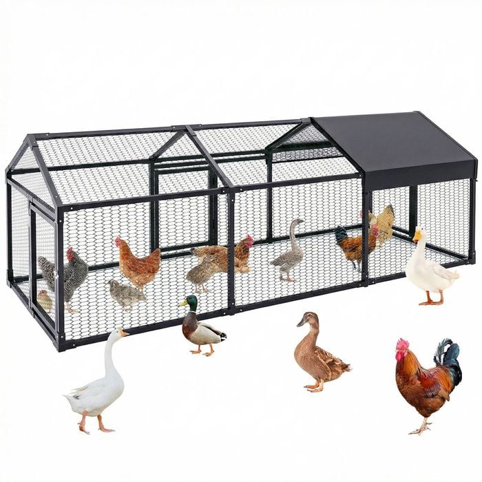 Advwin 3x1x1M Chicken Coop Rabbit Hutch with Cover Poultry Cage Run Yard Backyard for Rabbit Dog Cat
