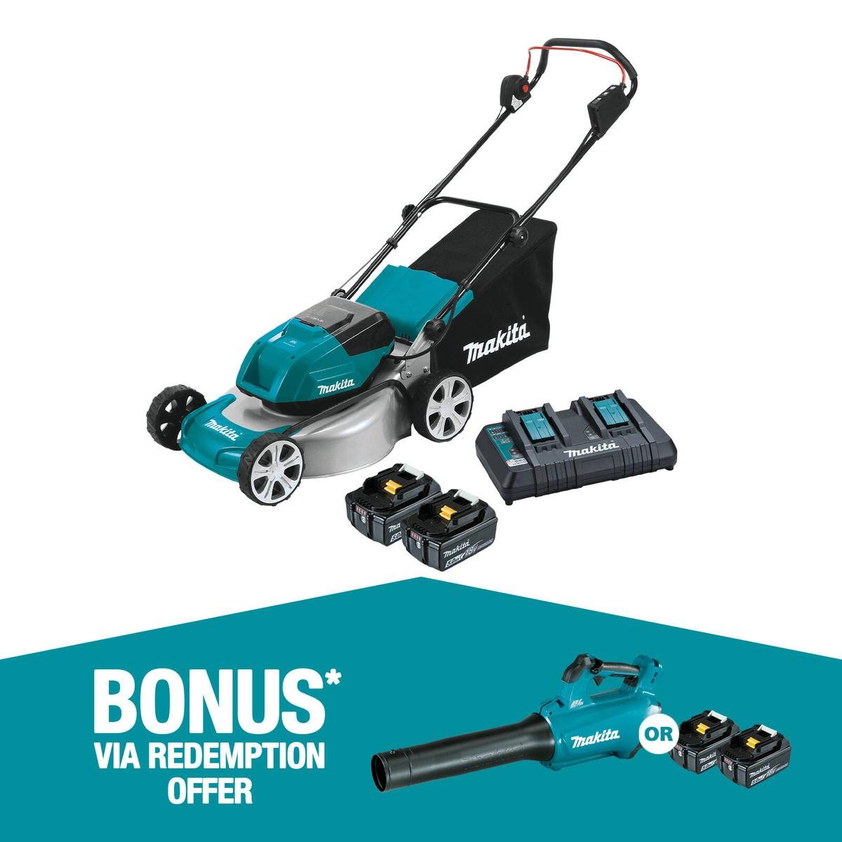 Makita 18Vx2 Brushless Lawn Mower 460mm Kit DLM464PT2 Bunnings Australia