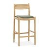 Calum High Back Counter Leather Barstool in Olive Green