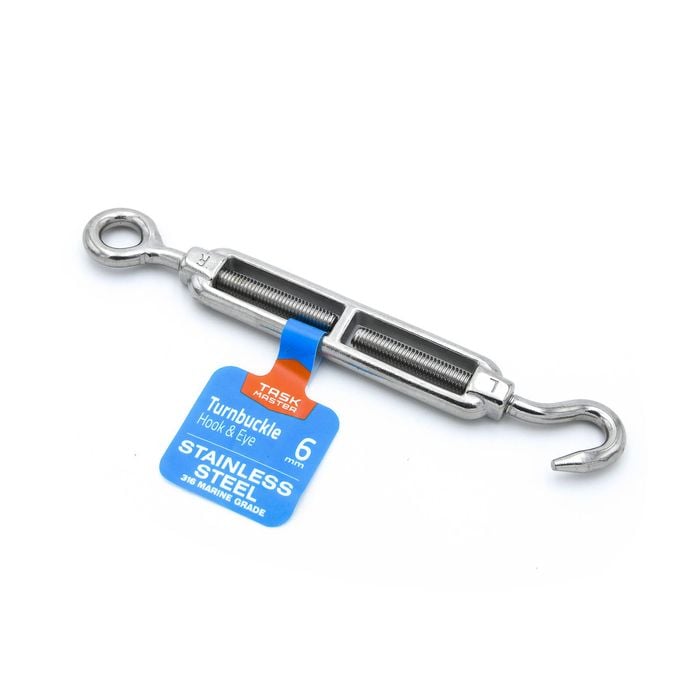 Taskmaster 6mm Stainless Steel Hook And Eye Turnbuckle