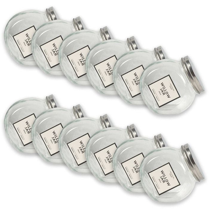 12PK Glass & Co Willow Premium Tilt Silver Screw Lid Storage Jar 650ml Clear
