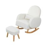 Levede Sherpa Rocking Armchair with Footstool - White
