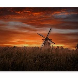 Kinder Dijk Dramatic Sunset Netherland  Print 100% Australian Made 150 x 100cm  (Stretched)