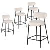 Advwin Bar Stools Set of 4 Boucle Kitchen Counter Stools White
