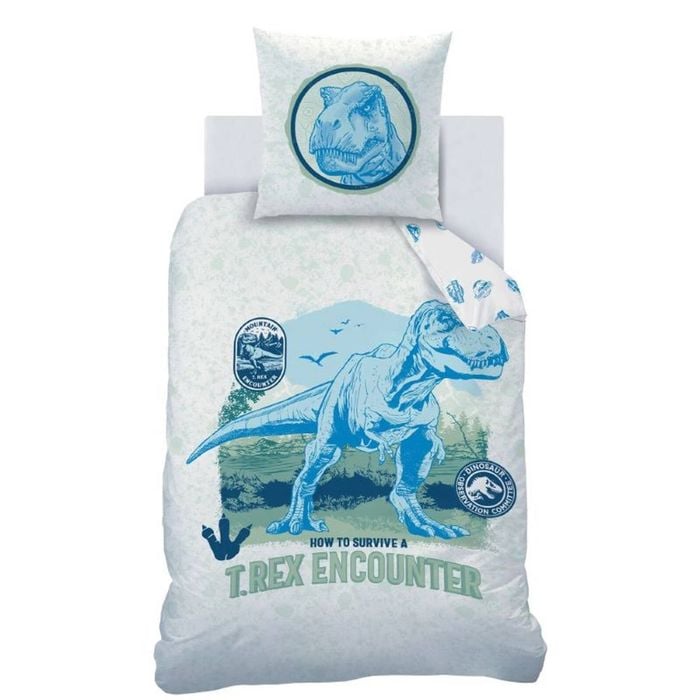 Jurassic World Dinosaur T.rex Encounter Cotton Quilt Cover Set - Single Bed Size