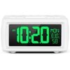 TODO Digital Alarm Clock FM Radio 2 Alarm 7 Colour Display USB Power - White
