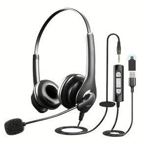 NNETM Wired Headset with Dual Noise Cancelling Mic