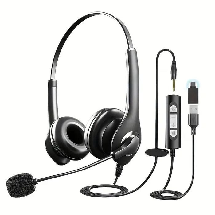 NNETM Wired Headset with Dual Noise Cancelling Mic