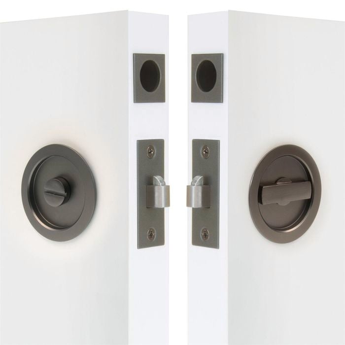 Windsor Graphite Nickel Round Privacy Cavity Suite