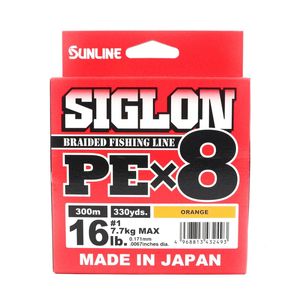 Sunline Siglon PE x8 Orange Colour 300m Braid Fishing Line 16lb