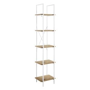 Hadley Bookshelf Display Shelf 40cmw 5 Tier Industrial Bookcase Storage White