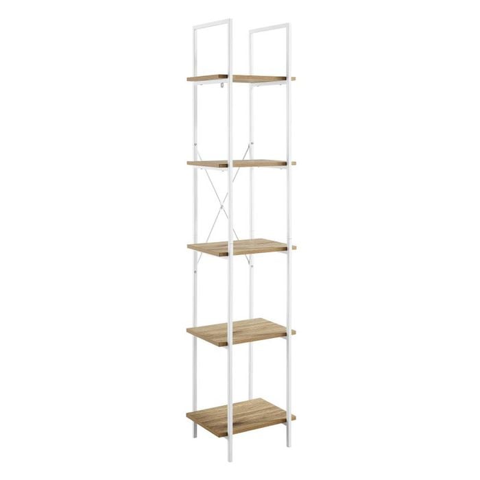 Hadley Bookshelf Display Shelf 40cmw 5 Tier Industrial Bookcase Storage White