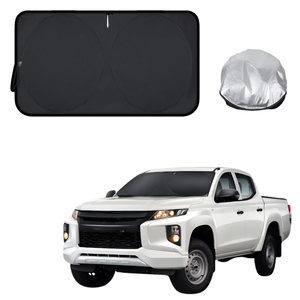 Front Windscreen Sun Shade for Mitsubishi Triton Club Cab 2015 - 2023 (MQ MR) - Standard 150 x 85 cm - Black
