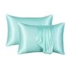 Catzon 2 Pcs Satin Pillowcases with Envelope Closure for Hair and Skin 51X66cm-Water Blue