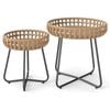 Costway Outdoor Side Table Set Patio Coffee Tables Furniture Brown